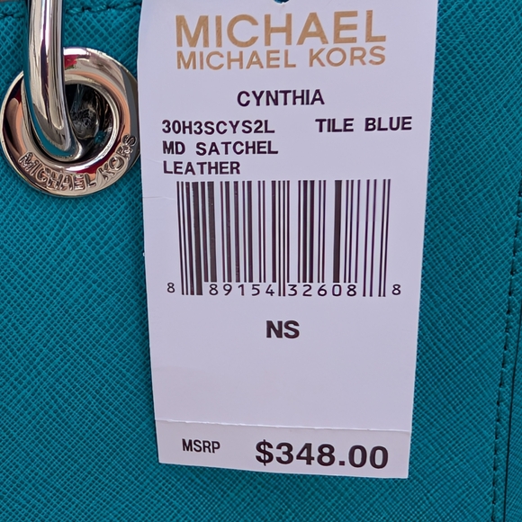 Michael Kors Cynthia Saffiano Leather Satchel  Title Blue (New) - Picture 7 of 15